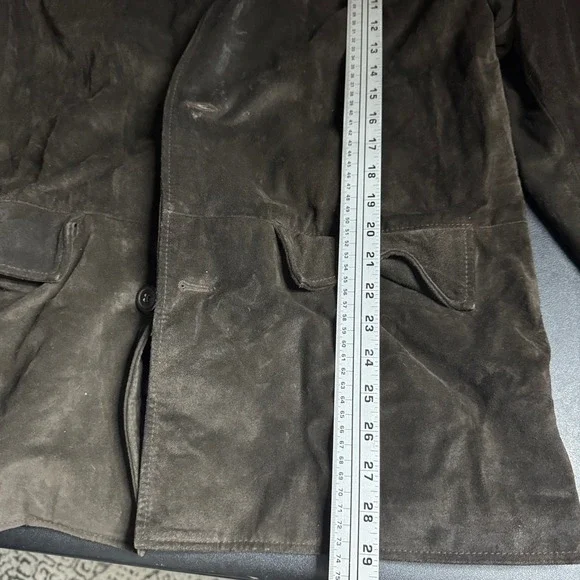 Old Navy Mens S Genuine Leather Suede Jacket Dark Brown Button Front Trucker